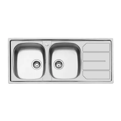 Foster Lavello due vasche con gocciolatoio a destra 1812 162 finitura acciaio inox da 116x50 cm - IN PROMOZIONE FINO AL 30/06