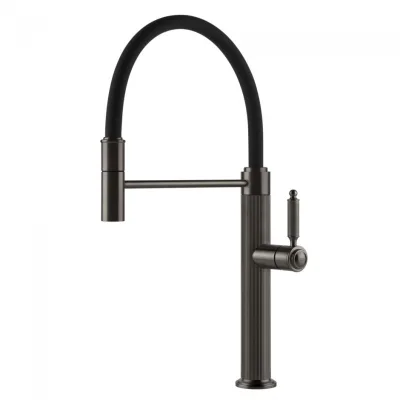 Gessi Miscelatore semi pro monocomando con doccetta estraibile Venti20 60634 707 finitura Black Metal Brushed