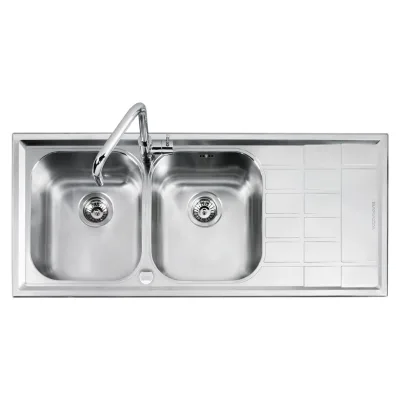Barazza Lavello due vasche con gocciolatoio dx B_LEVEL 1LLV120/2D finitura inox satinato da 116x50 cm - IN PROMOZIONE FINO AL 6/07