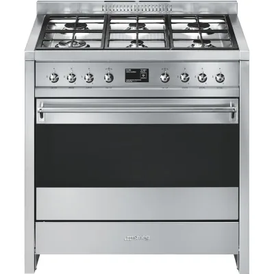 Smeg S Cucina A1-9 con forno termoventilato e piano cottura gas finitura inox da 90x60 cm - IN PROMOZIONE FINO AL 6/07