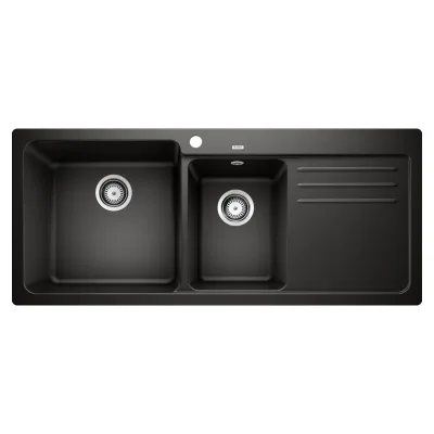 PRONTA CONSEGNA - Blanco | Lavello una vasca con gocciolatoio dx NAYA 8 S 1525945 finitura nero da 116x50 cm - Sopratop