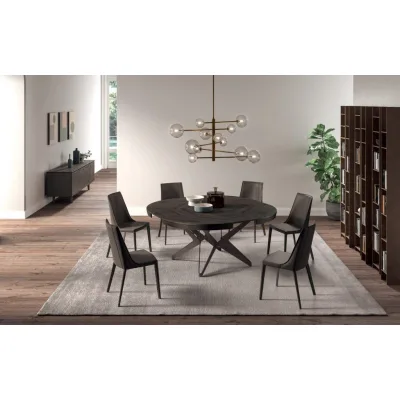 Ozzio Tavolo rotondo allungabile Big Round art. T232 con struttura in metallo e piano in legno da Ø130 (Ø165) cm