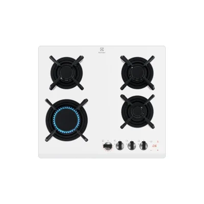 PRONTA CONSEGNA - Electrolux | Piano cottura a gas FlameLight KGG643753W finitura cristallo temperato bianco da 59 cm