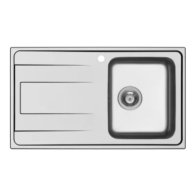 Schock Lavello una vasca con gocciolatoio a sinistra WAVE D100 WAVD100DX finitura inox spazzolato da 86x50 cm
