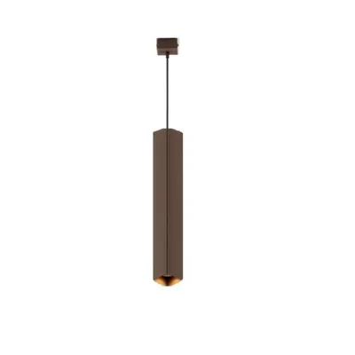 Lampadario a sospensione struttura quadrata in metallo bronzo, lampadina GU10, 6x200x60cm