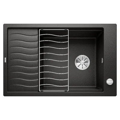 PRONTA CONSEGNA - Blanco | Lavello una vasca con gocciolatoio ELON XL 6 S 1525882 finitura nero da 78x50 cm - Sopratop