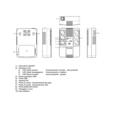 MULTIPRESA 800VA 480W 6 SHUKO USB EL-MULTISTAT800