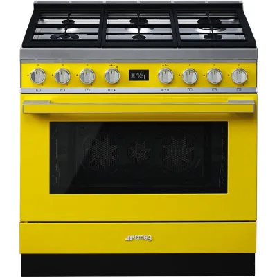 Smeg S Cucina CPF9GPYW con forno pirolitico termoventilato e piano cottura gas finitura giallo da 90x60 cm - PROMOZIONE ATTIVA FINO AL 19/10