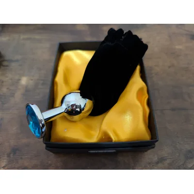 Plug Anale Argento in Metallo con Gioiello Blu