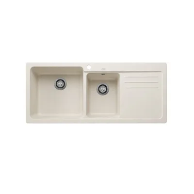 Blanco Lavello una vasca con gocciolatoio dx NAYA 8 S 1527131 finitura soft white da 116x50 cm - Sopratop