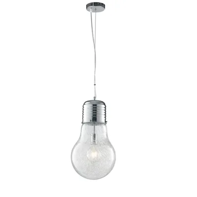 Lampadario a sospensione in vetro con decoro interno, LED E27, 120x15cm