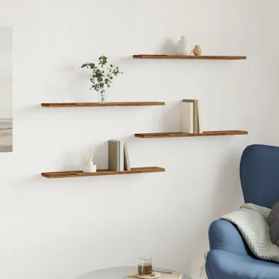 Anticaia — Mensole a parete 4 pezzi, legno antico, 60x20x1,5 cm