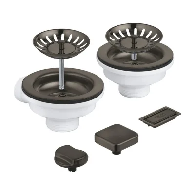 Grohe Set di scarico per lavelli a 2 vasche 40998AL0 finitura grigio antracite spazzolato
