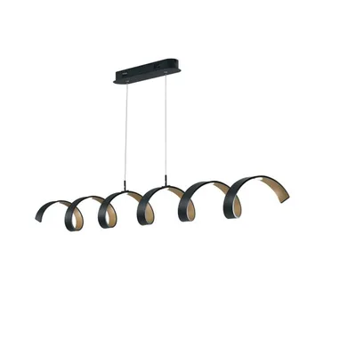 Lampadario a sospensione LED nero in alluminio, 30W, Luce calda, 125x120cm