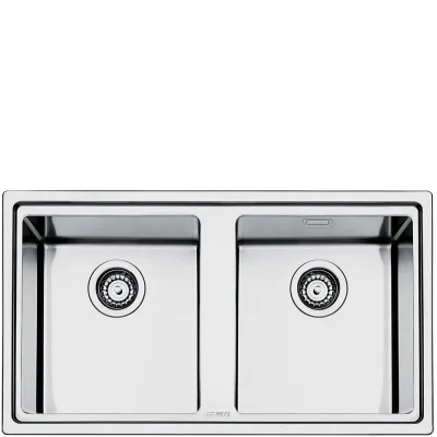 Smeg S Lavello due vasche LFT862 finitura acciaio inox da 87x51 cm - Filotop/Flat