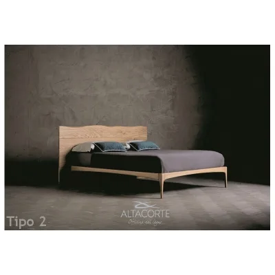 Altacorte Letto matrimoniale con testiera Wood Tipo 2 da 160 cm