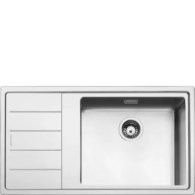 Smeg S Lavello una vasca con gocciolatoio sx LFTG861S finitura acciaio inox da 87x51 cm - Filotop/Flat - IN PROMOZIONE FINO AL 6/07