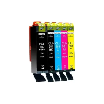 MULTIPACK 05 CARTUCCE COMPATIBILI Canon Pixma NERO TR7500 5PZ PGI-580BK CLI 581 BKCYM XXL
