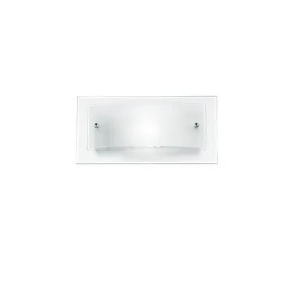 Plafoniera rettangolare con doppio vetro curvato bianco, 1 luce E27, 30x15cm
