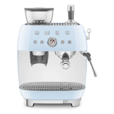 PRONTA CONSEGNA - Smeg Macchina da caffè espresso manuale con macinacaffè EGF03PBEU finitura azzurro