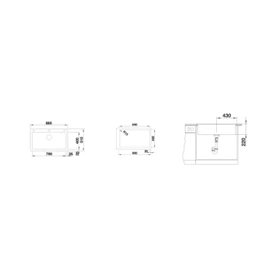 Blanco Lavello una vasca NAYA XL 9 1527316 finitura grigio vulcano da 86x51 cm - Sopratop