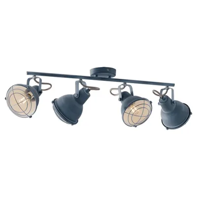 Applique in metallo grigio con punti luce orientabili, 4 luci E14, 77.5x17cm