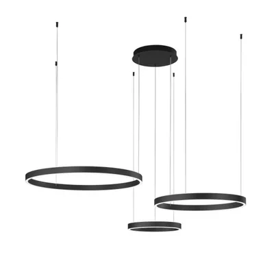 Triplo Lampadario a sospensione Nero in metallo, LED 120W, CCT, 150x120cm