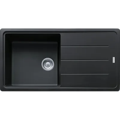 Franke: Lavello una vasca con gocciolatoio Boston BFG 611-97 114.0276.112 finitura fragranite nero da 97x50 cm