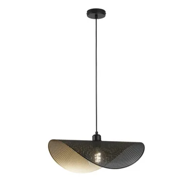Lampadario a sospensione a vela singola in metallo nero e oro, lampadina E27, 50x150cm
