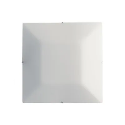 Plafoniera in vetro bianco con finiture cromo, 1 luce E27, 25x25cm