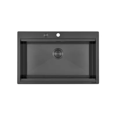 Foster Lavello una vasca 1034 056 finitura acciaio PVD gun metal da 80.6x52 cm - IN PROMOZIONE FINO AL 30/06