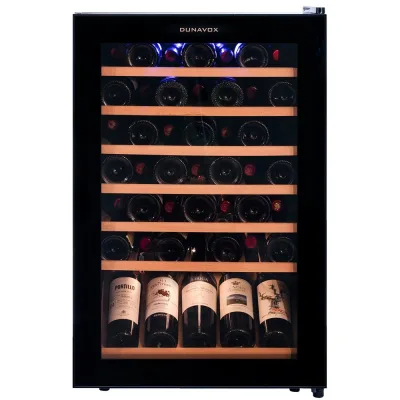 Dunavox Cantina vino a libera installazione Home-48 DXFH-48.130 finitura full glass nero da 54 cm