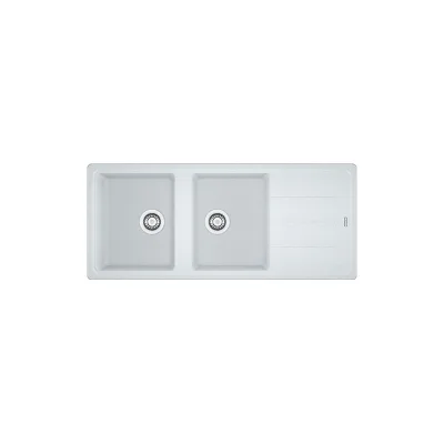 Franke: Lavello due vasche con gocciolatoio Boston BFG 621 114.0276.593 finitura fragranite bianco da 116x50 cm
