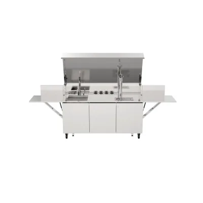 Bautek Foster Cucina da esterno a libera installazione FINALMENTE 7555 010 in acciaio inox da 185/327 cm