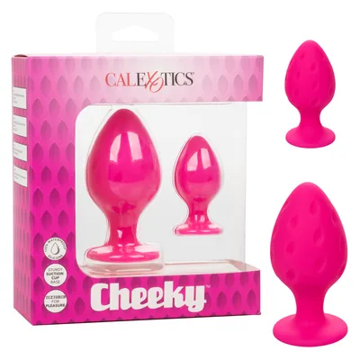 Plug anale set 2 pezzi silicone S L texture base ventosa