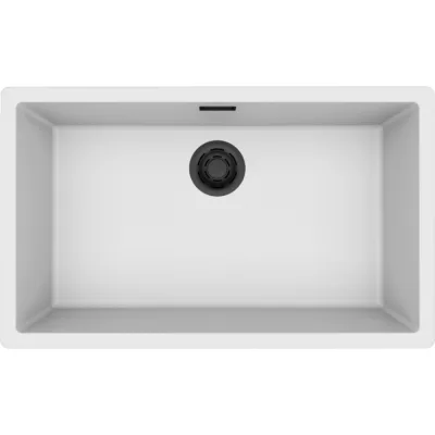 Elleci Lavello una vasca ZEN-F 130 LKZ13096F01 finitura composito K96 bianco da 74.8x44.8 cm