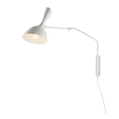 Applique moderna in metallo bianco, diffusore orientabile, 1 luce E27, 74.5x200cm