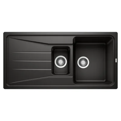 Blanco Lavello una vasca con vaschetta e gocciolatoio SONA 6 S 1525975 finitura nero da 100x50 cm - Sopratop