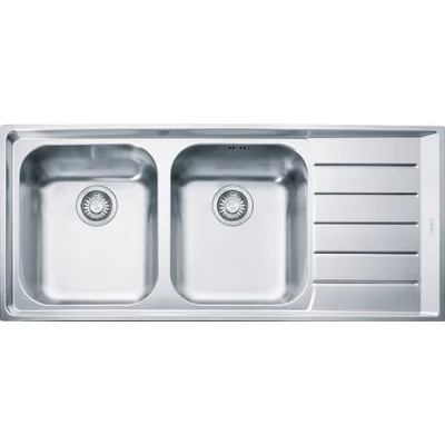 Franke: Lavello due vasche con gocciolatoio a destra Neptune NEX 621 101.0040.734 finitura inox satinato da 116x51 cm