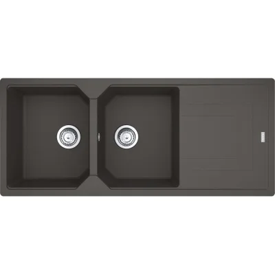 Franke: Lavello due vasche con gocciolatoio Urban Incasso UBG 621 114.0714.190 finitura grigio ardesia da 116x50 cm