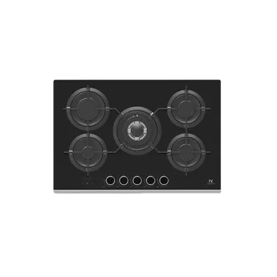 Master Kitchen Piano cottura a gas GMK 755TC T SP BK in cristallo temperato nero da 75 cm