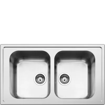 PRONTA CONSEGNA - Smeg Lavello due vasche LLR862-2 finitura acciaio inox da 86 cm