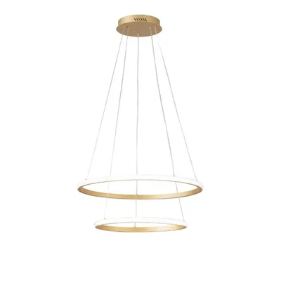 Lampada a sospensione LED oro doppio cerchio in metallo, 31W, CCT, 150x60cm