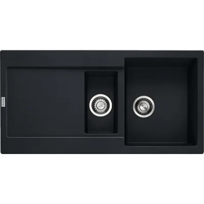 Franke: Lavello una vasca con vaschetta e gocciolatoio Maris MRG 651 114.0630.885 finitura fragranite black matt da 97x50 cm