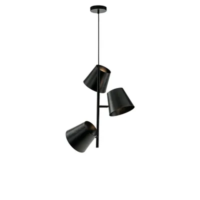 Lampadario a sospensione moderno in metallo grezzo grigio, 3 luci E27, 51x212cm