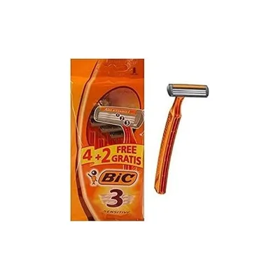Bic Sensitive Conf. 6 Rasoi Monouso 3 Lame Striscia Lubrificante Aloe Vera 872907