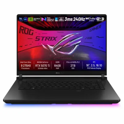 ASUS Notebook ROG Strix Scar 16 G635LR-S5029W Intel Core Ultra 9 Processor 275HX 64GB NVIDIA GeForce RTX 5070 Ti SSD 2TB 16'' WQXGA Win11