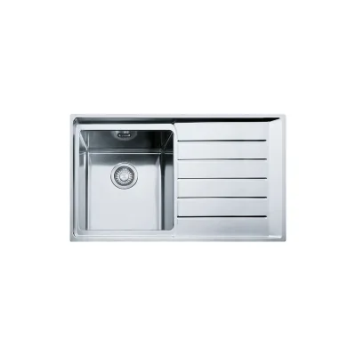 Franke: Lavello una vasca con gocciolatoio a destra Neptune Plus NPX 611 101.0068.368 finitura inox satinato da 86x51 cm