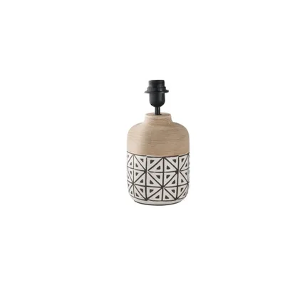 Base lampada da tavolo in ceramica beige decorata, 1 luce E27, 14.5x25cm