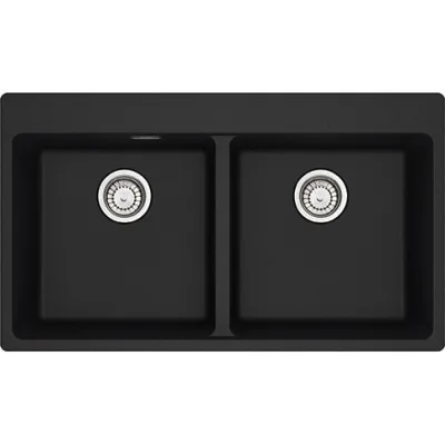 Franke: Lavello due vasche Vasche Sopratop Centro MRG 620-39-39 FTL 114.0666.363 finitura fragranite nero da 86x50 cm